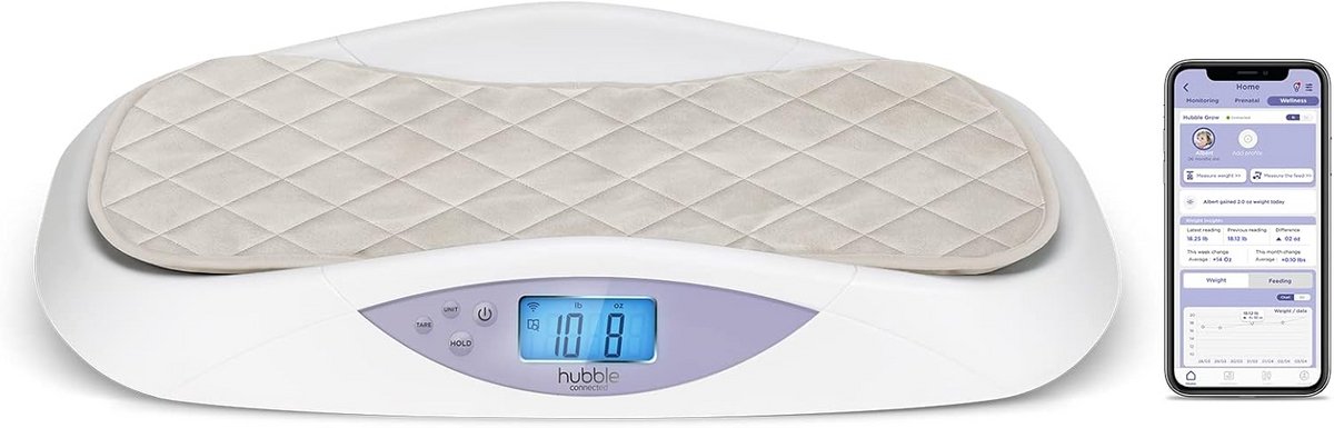 Slimme Babyweegschaal met Bluetooth en Verschoonmat - Wit