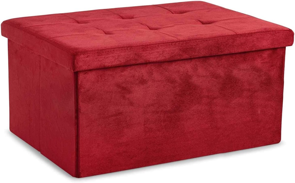 Opbergpoef met Velvet Bekleding - Zitbank, Voetenbank en Dubbele Opbergruimte