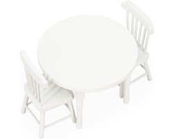 Miniatuur Eettafel en Stoelen Set 1:12 Schaal Vintage Houten Speelgoed voor Poppenhuis Keuken
