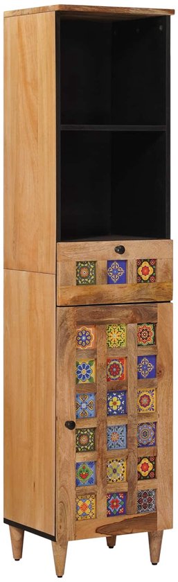 vidaXL - Badkamerkast - Naturel - 38 - x - 33 - x - 160 - cm - Massief - Mango - Hout