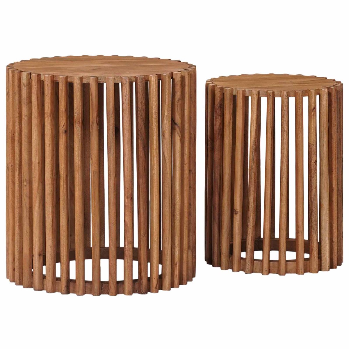 vidaXL Handgemaakte - Bijzettafel - Set - 2 - st - Teakbruin - 40 - x - 40 - x - 45 - cm