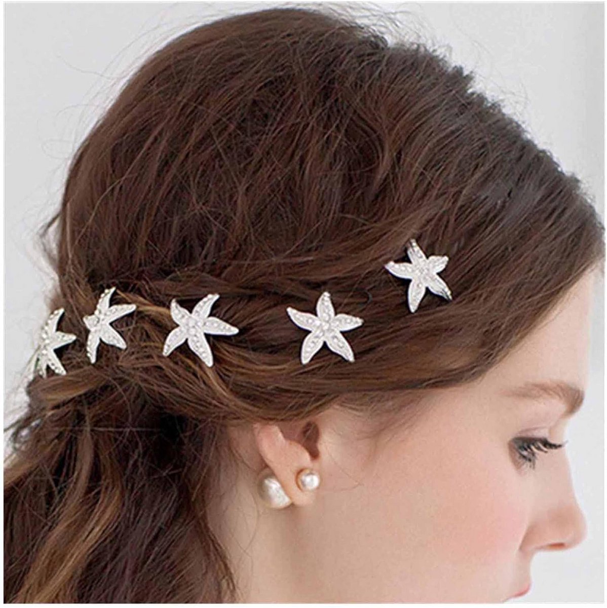 Vintage Zeester Haarspelden Zilver Strass Bruiloft Haaraccessoires Set Dames Meisjes