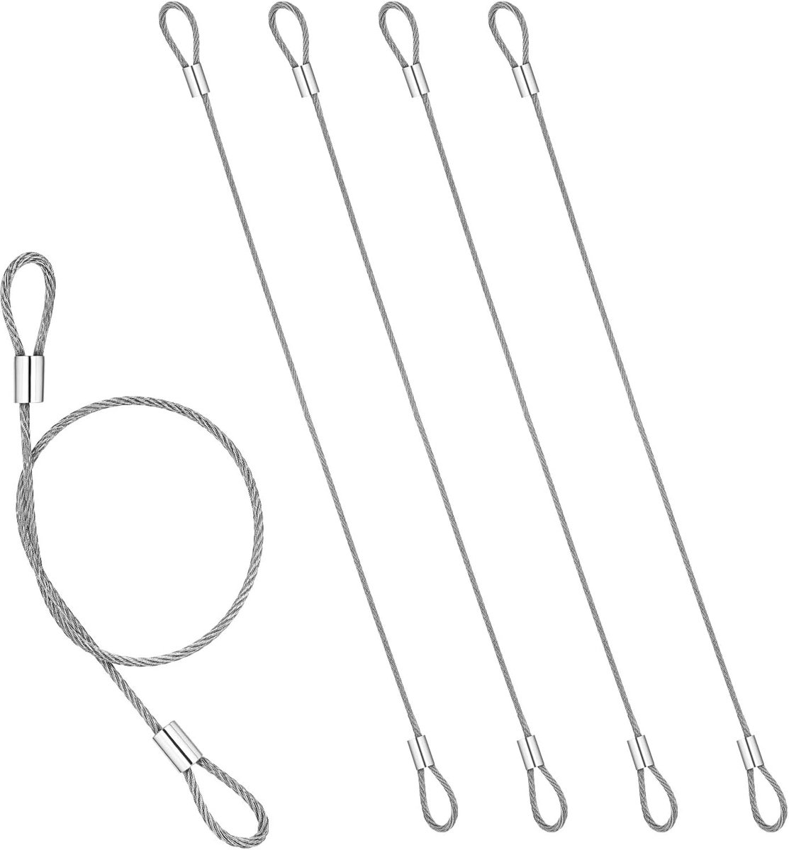 5x Flexibele Staalkabel 31cm met Dubbele Lus - IJzersterk Beveiligingsslot voor Reizen en Bagage