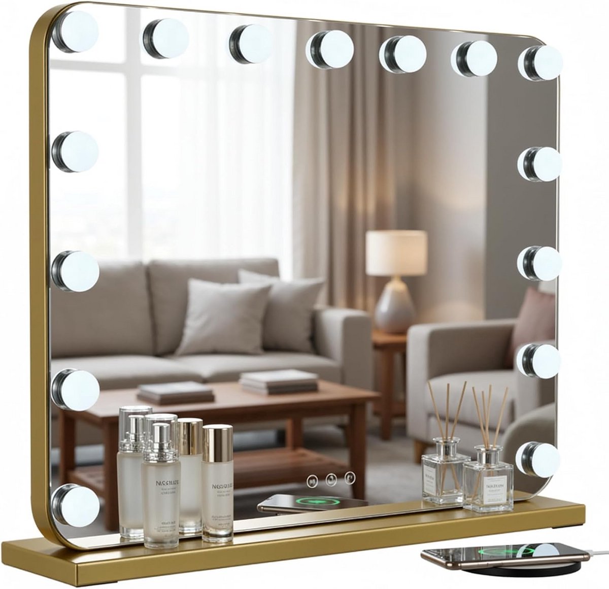 Make-up Spiegel met Verlichting en Touch Control, 50x40 cm