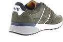 Groene PME Legend sneaker met witte accenten en logo, van de achterkant gezien.