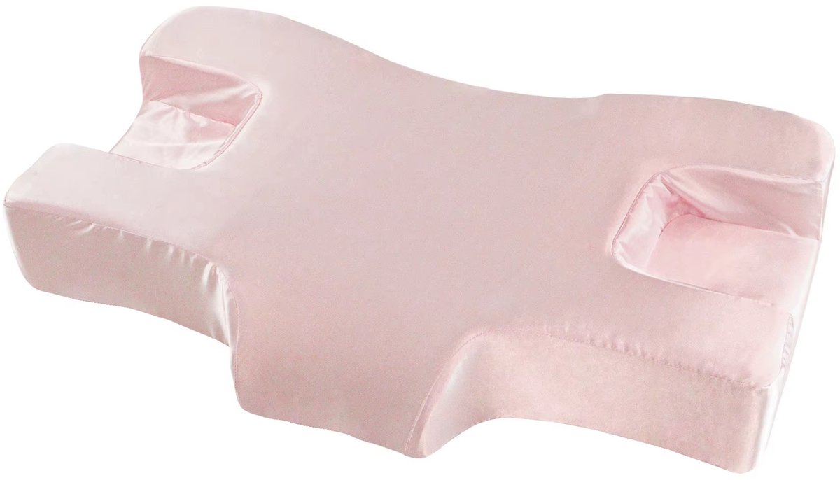 Orthopedisch Beauty Kussen – Anti-rimpel Kussen van Traagschuim, Drukt Niet op Gezicht, Langzaam Terugverend, Voor Nek en Gezicht, Spa, Salon en Hotelgebruik - Roze