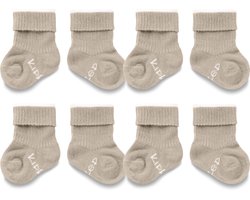 KipKep Blijf-Sokjes 4 paar - maat: Newborn, Prematuur - Cookie - Beige - Bio-katoen - Voordeelpak - baby sokjes