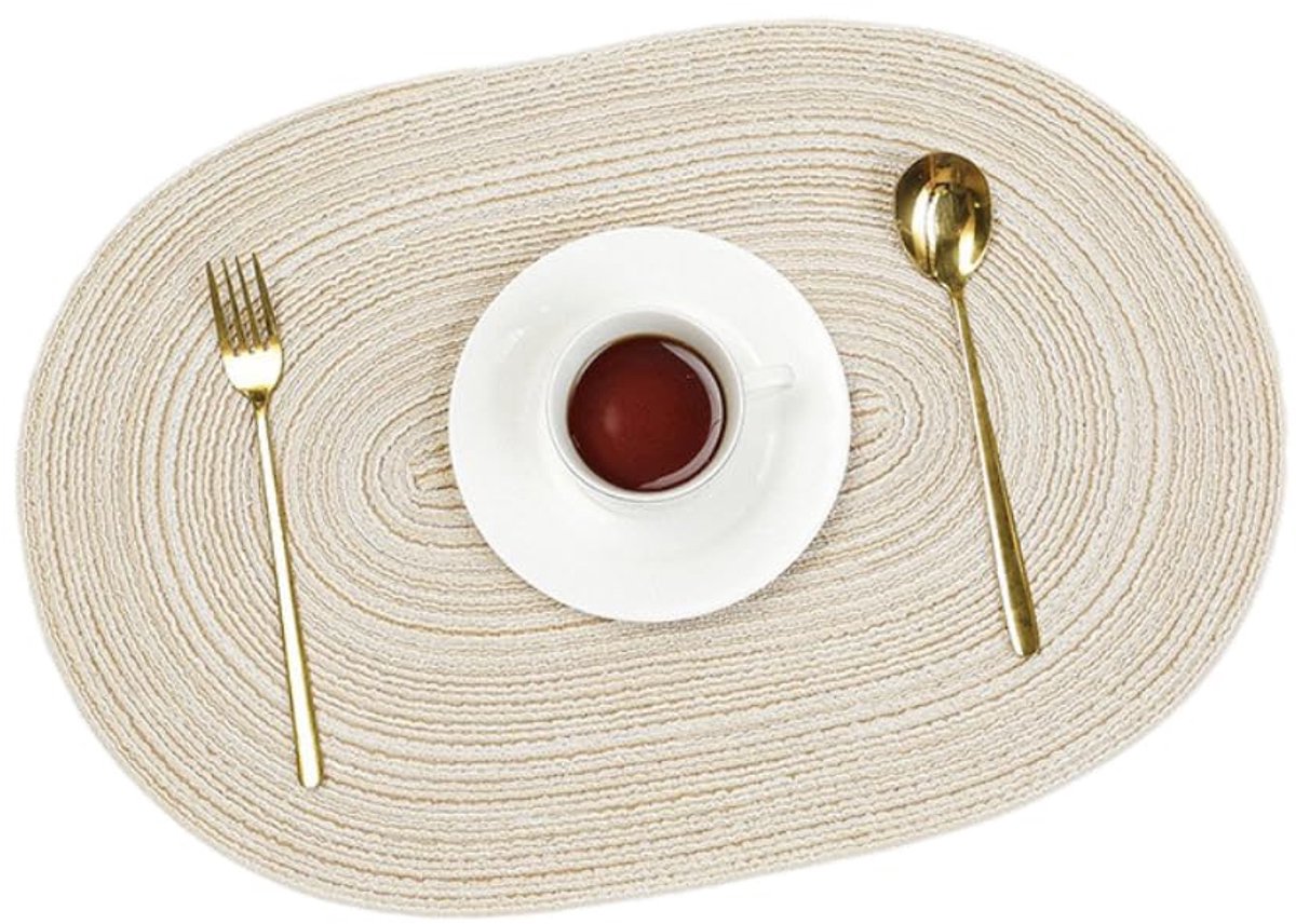 Ovalen Geweven Placemats - Wasbare Antislip Placemats - 50 x 35 cm