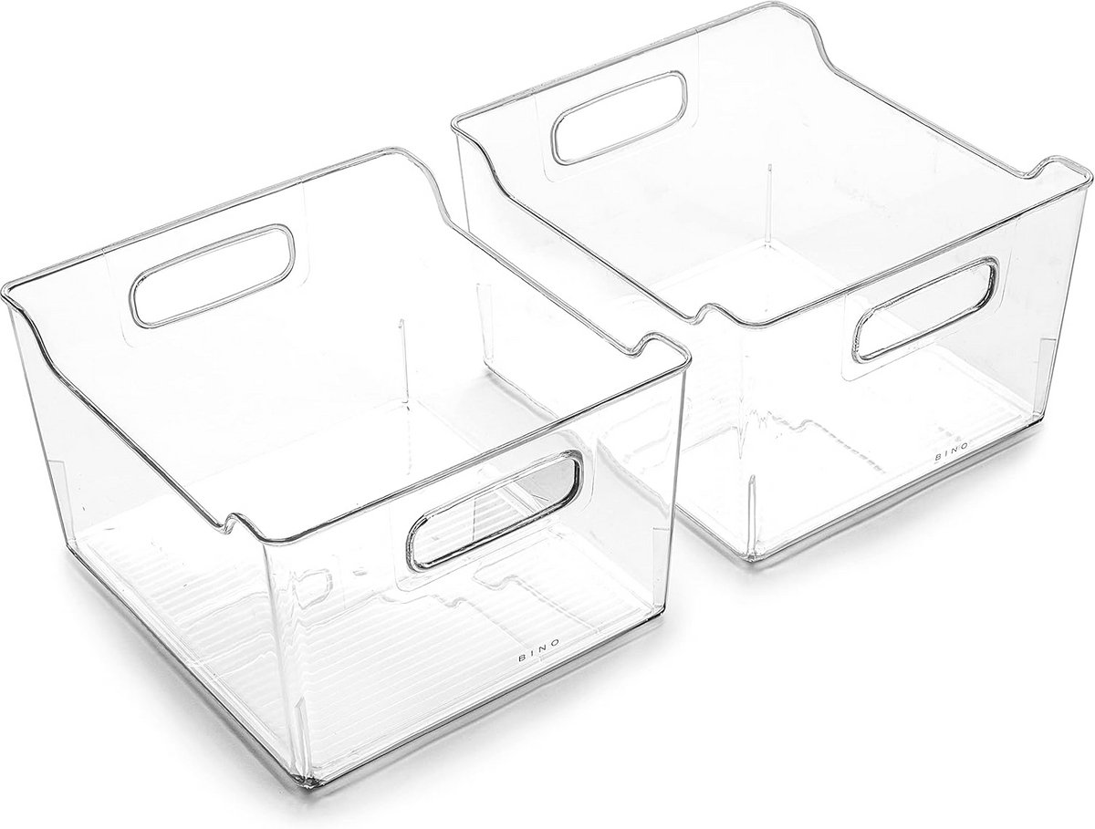 Set van 2 Transparante Opbergbakken voor Koelkast en Bijkeuken met Handvatten