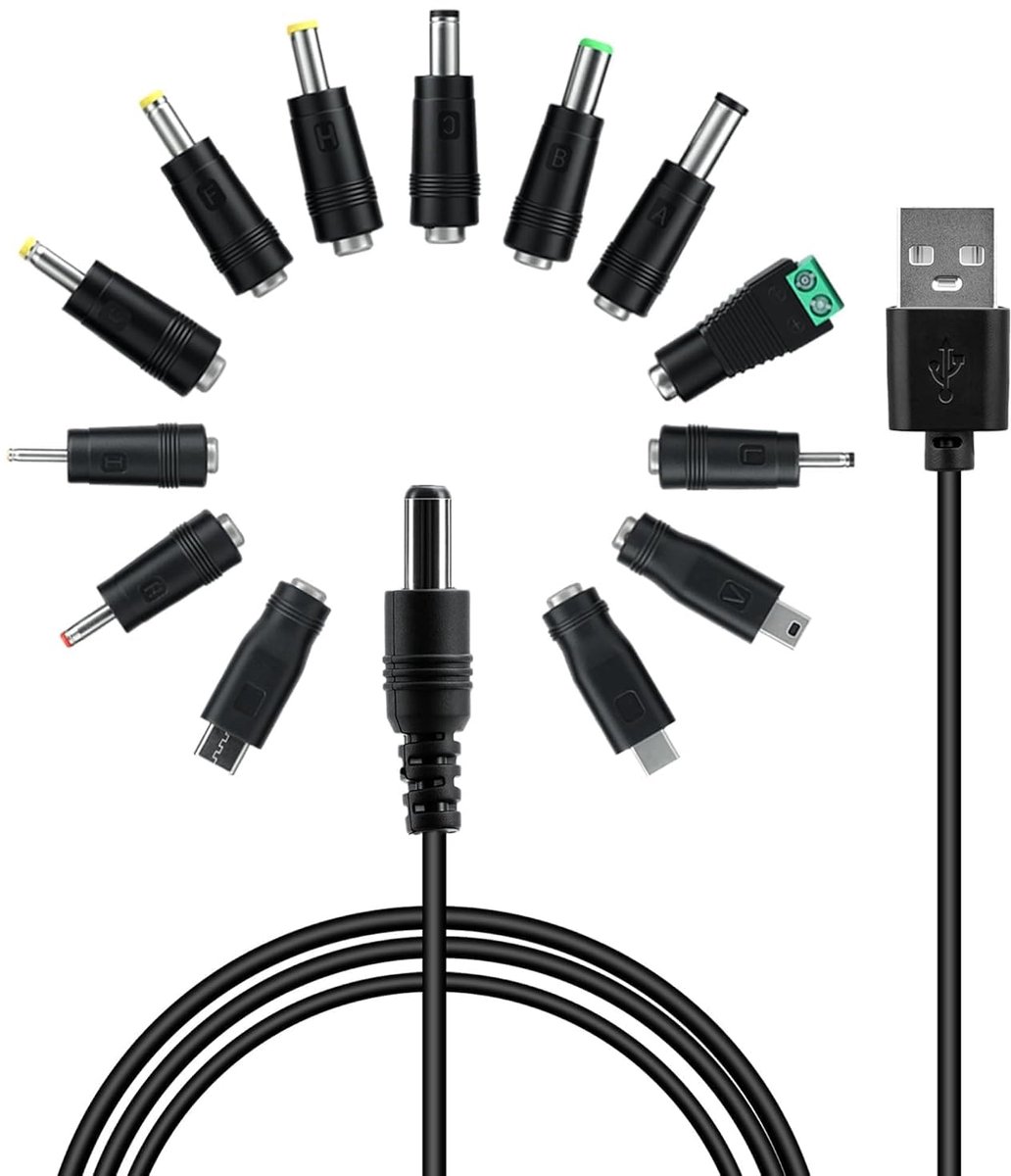 Universele USB naar DC Stroomkabel 13-in-1 Adapter Set voor 5V Apparaten