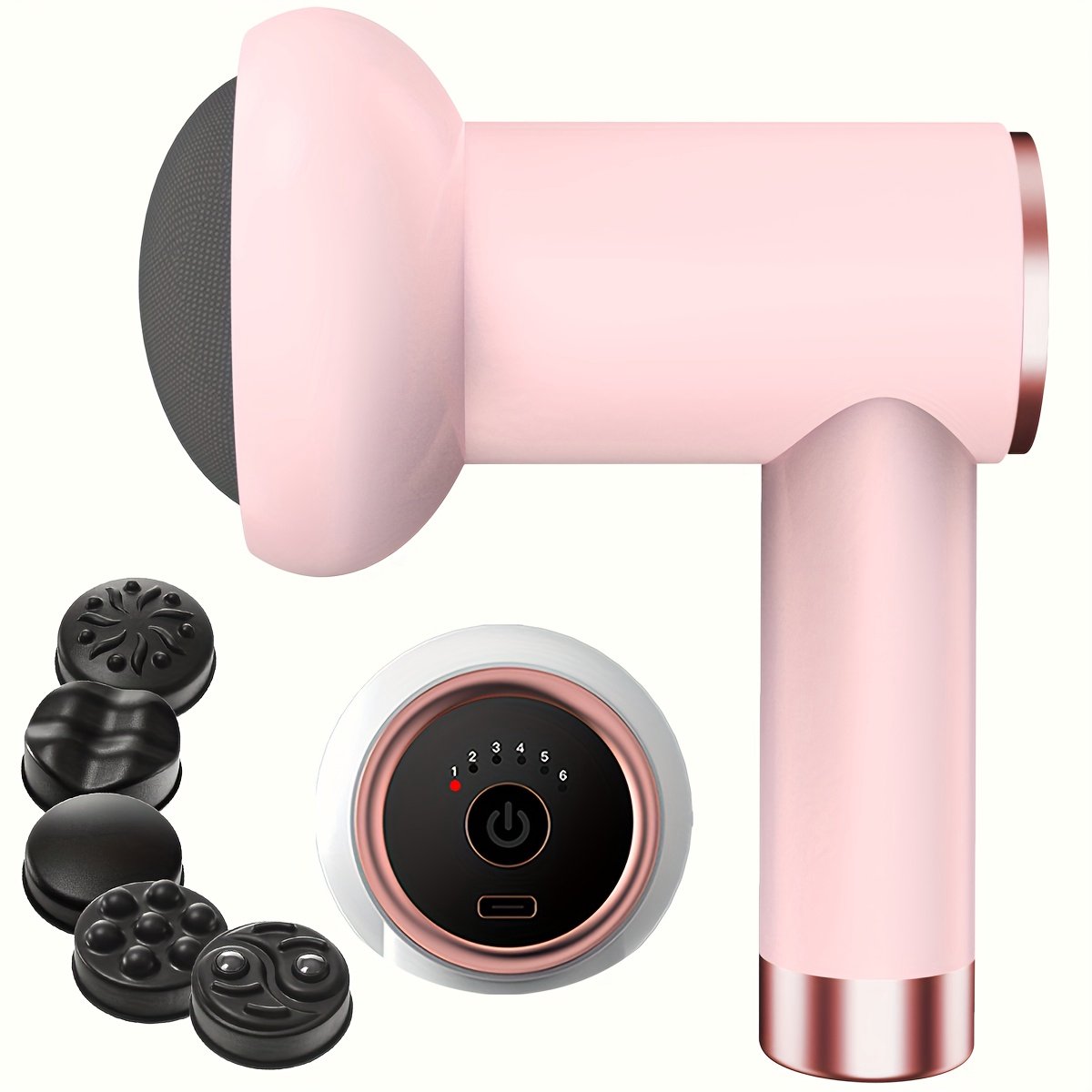 5-in-1 multifunctionele draagbare elektrische massager, handapparaat voor buik-, been- en taillemassage - Roze