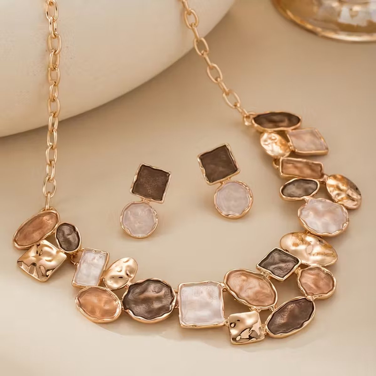 My Sweet Romance® - dames ketting met oorbellen - sieraden set 2-delig zomer - ketting 49 cm (plus 5) met hanger en oorbellen 1,78 x 3,8 cm