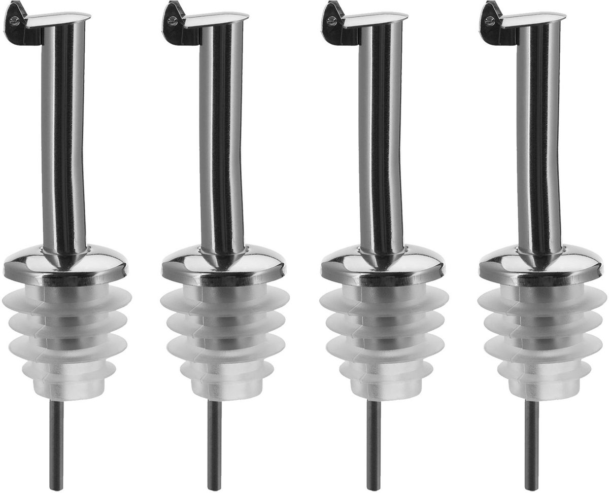 Westmark 4 Spirits/Oil Pourer voor flessen, met klep, met luchtslang, metaal/roestvrij staal, siliconen kurk, Inox Standard, Silver, 455322E3