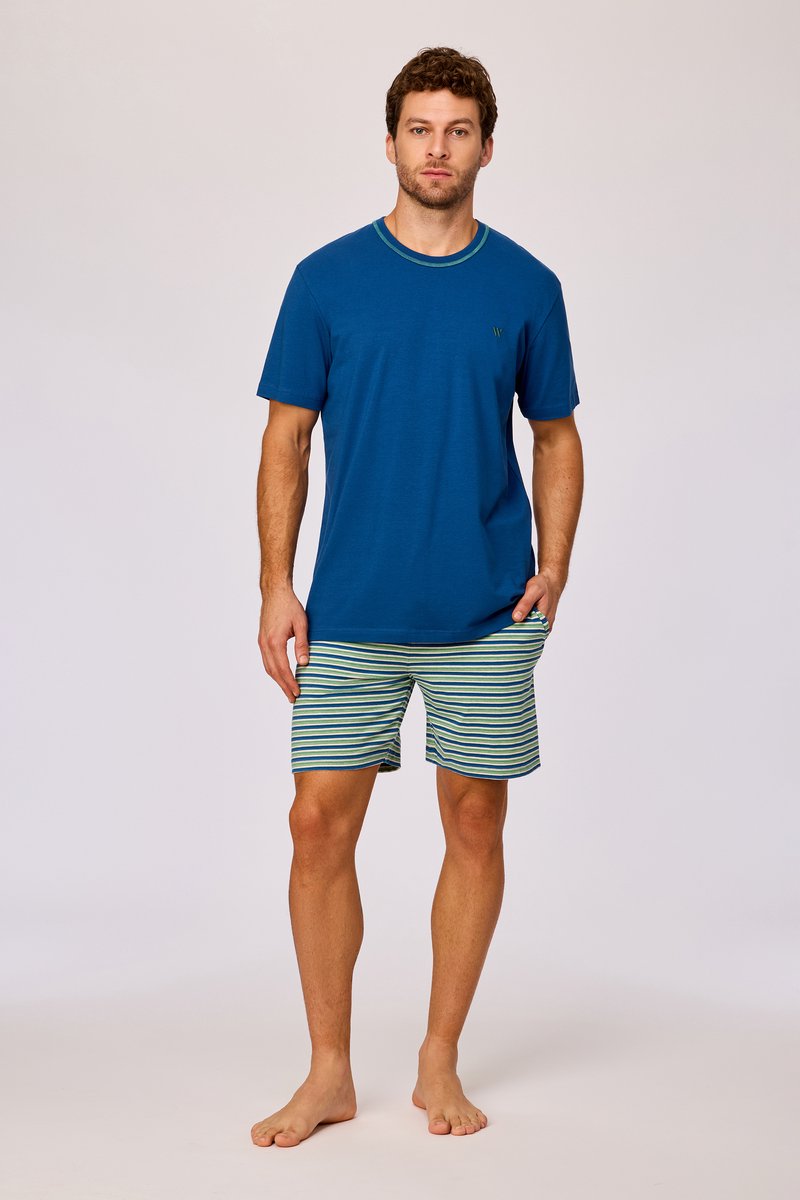Woody Heren Pyjama donkerblauw - L