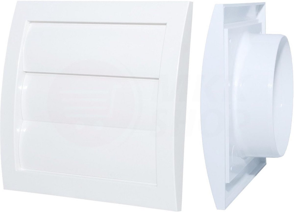 Ventilatierooster Rond Ø 150 mm Wit met Zwaartekrachtlamellen en Insectenhor