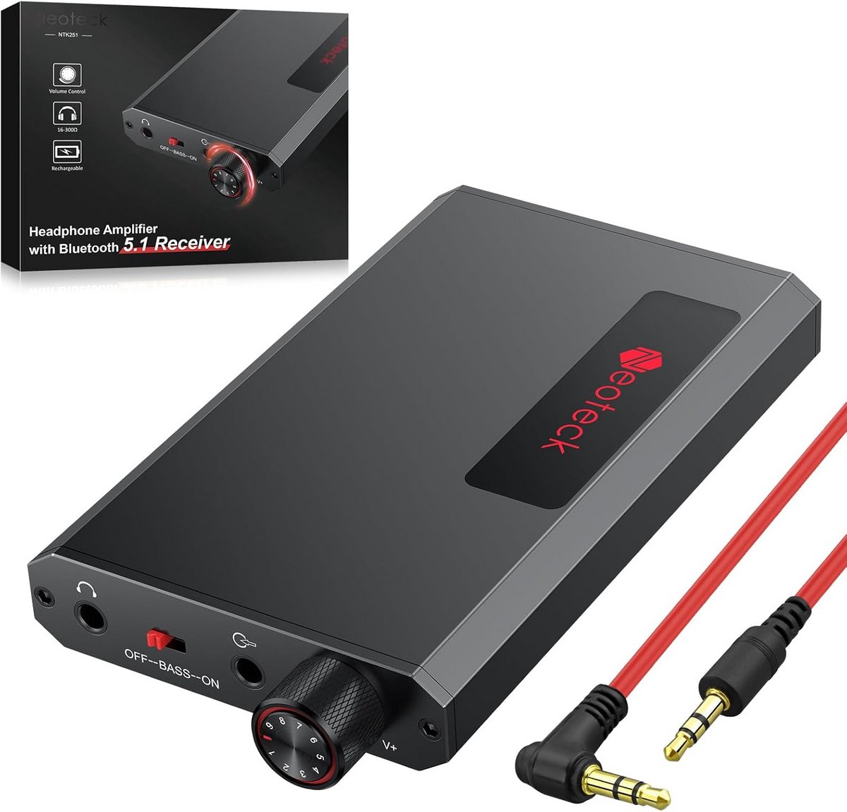 Draagbare Hoofdtelefoonversterker met Bluetooth Ontvanger en Bass Boost