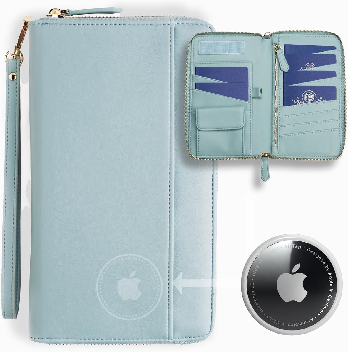 RFID Paspoorthouder Reishoes voor Familie - Waterdichte Paspoort Wallet met Airtag Locatie