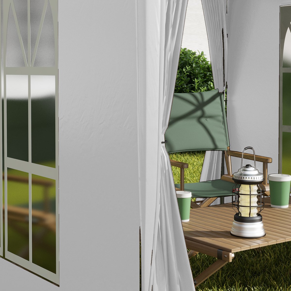 Wishdor - Partytent - Met 4 Afneembare Wanden - Opvouwbaar - Voor Buiten - Staal - Wit - 2 x 2 x 2,4 m