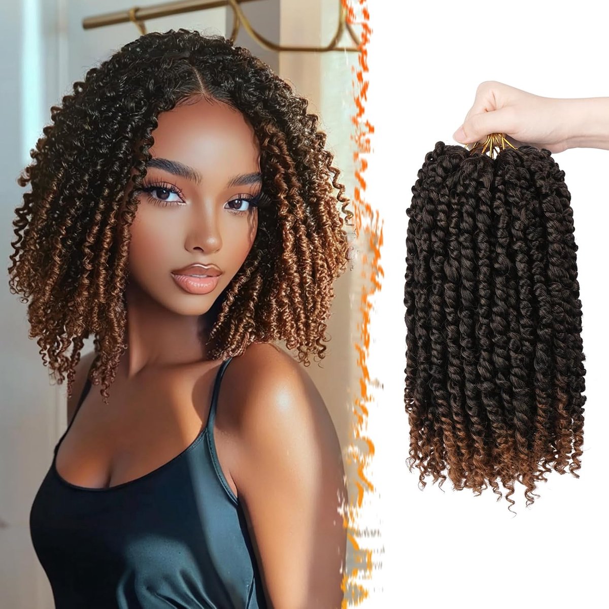 Korte Passion Twist Vlechthaar 30cm Pre-Looped Haak Vlecht Synthetisch Ombre Auburn
