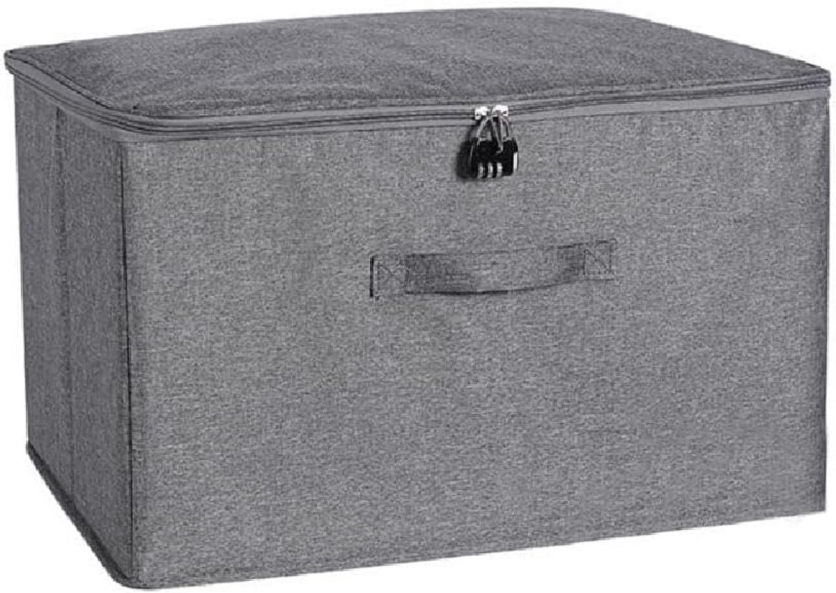 Afsluitbare Opbergbox met Deksel en Combinatieslot - Grijs - 30x20x14 cm