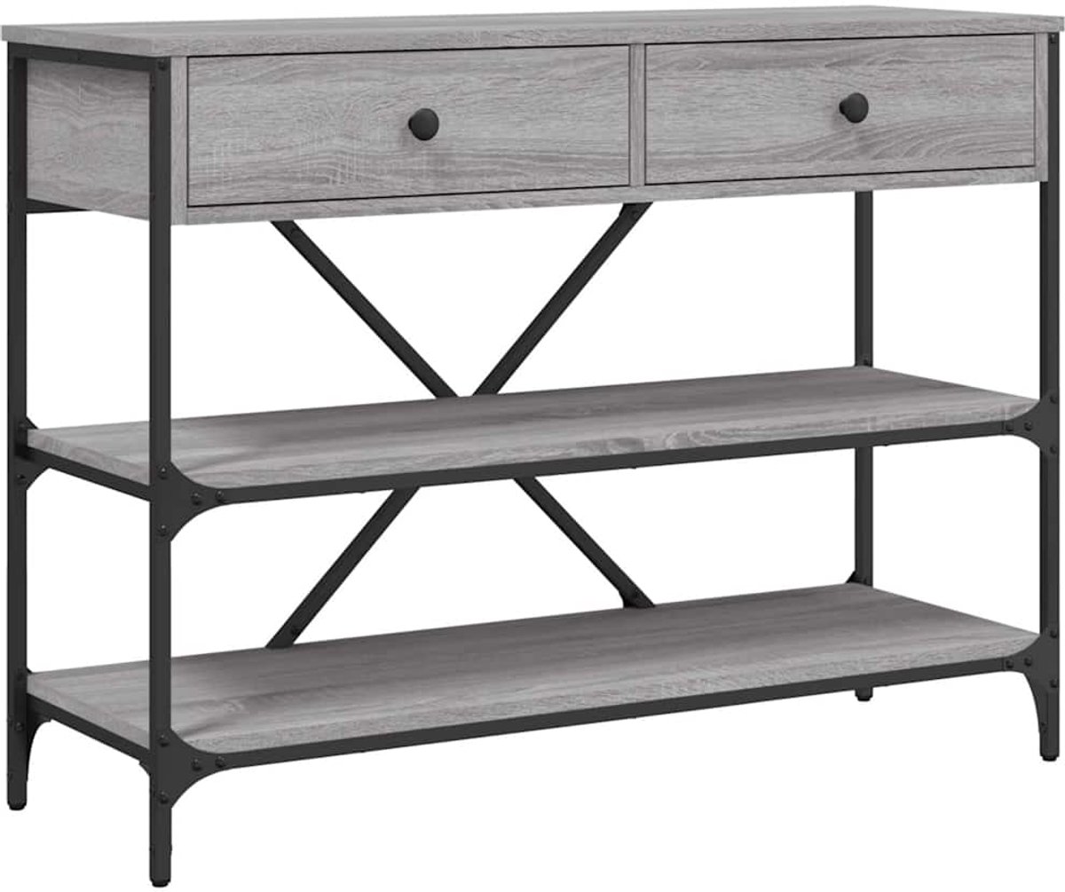 vidaXL Wandtafel - met - lades - en - schappen - bewerkt - hout - grijs - sonoma - eiken Grijs sonoma