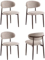 Furnihaus - Eetkamerstoelen Set van 4 - Celia - Taupe Walnoot - Santi