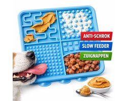 Likmat Hond – Anti Schrok Mat – Slow Feeder Hond – Likmat met Zuignappen – Voermat Hond – Honden Likmat – Lichtblauw – 20 cm