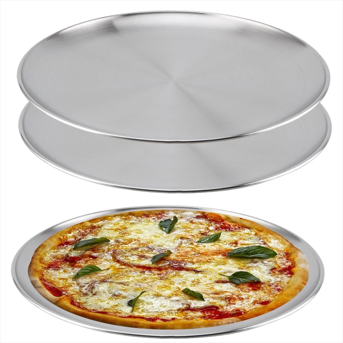Set van 3 Ronde RVS Serveerplaten 26cm Antiaanbak voor Camping en Buffet