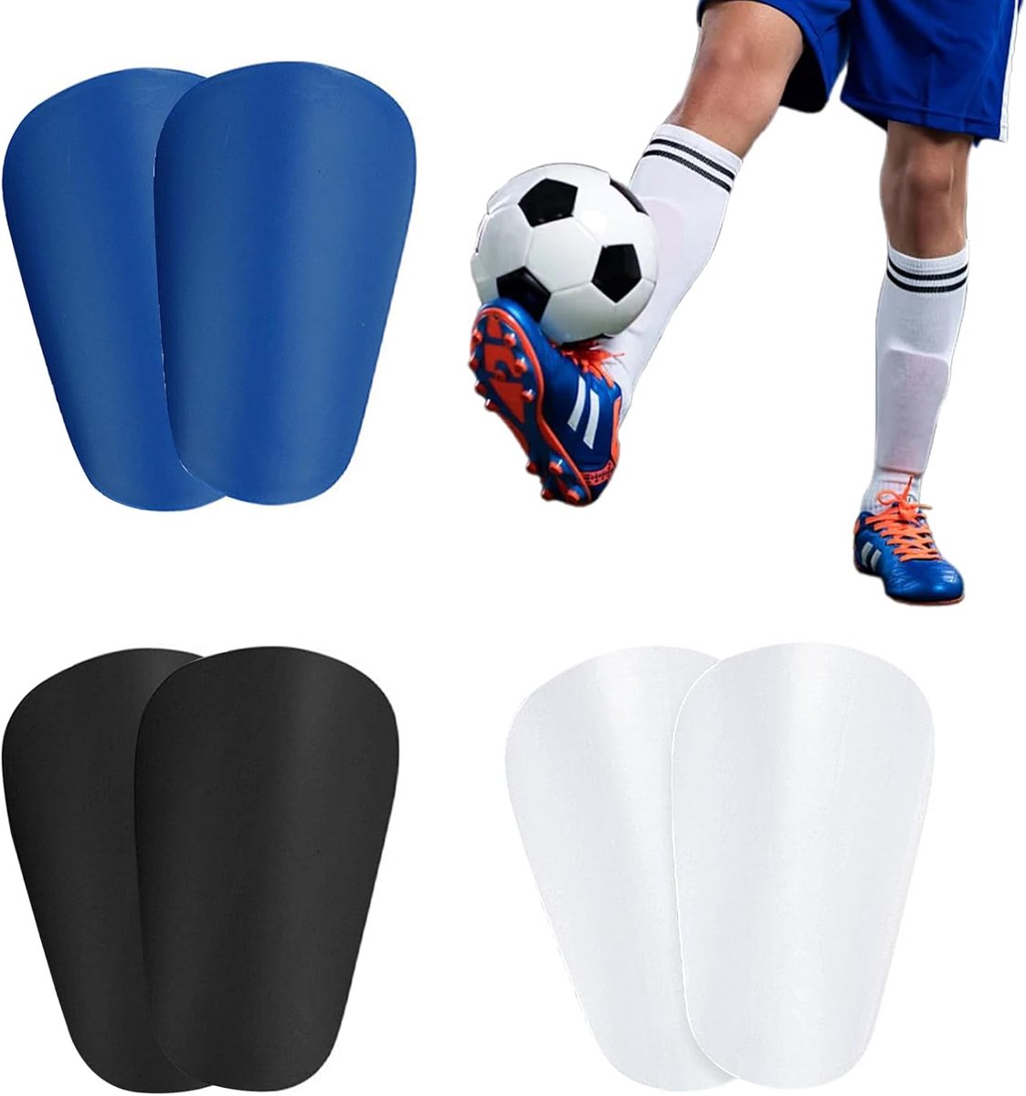6 Paar Mini Scheenbeschermers Voetbal voor Kinderen en Volwassenen (3 Kleuren)