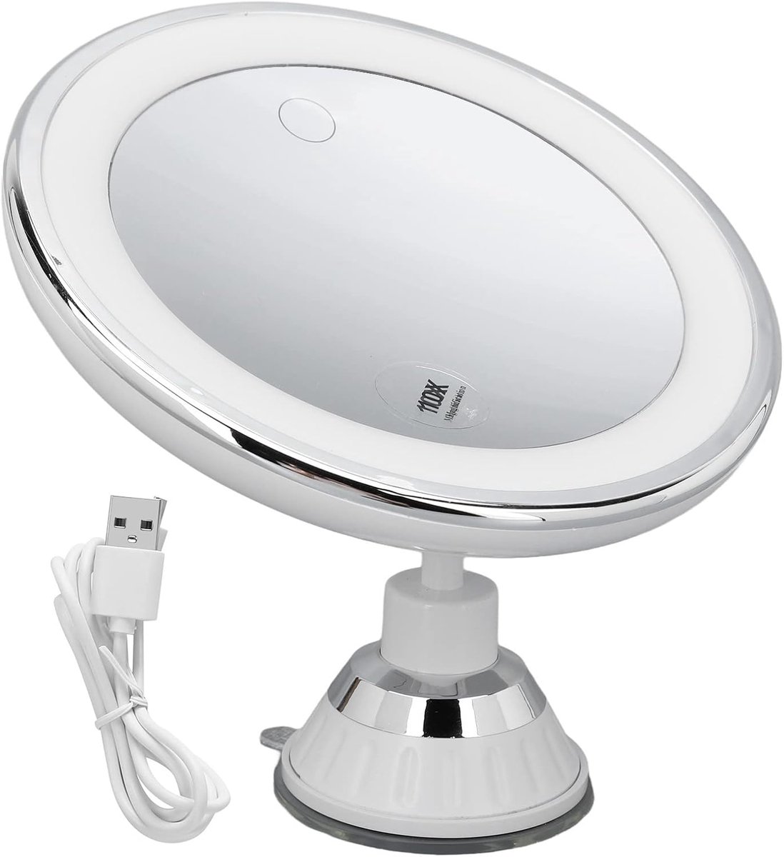 Vergrootmake-up Spiegel 10x met LED-verlichting (3 Kleuren) en Zuignap | Draagbaar