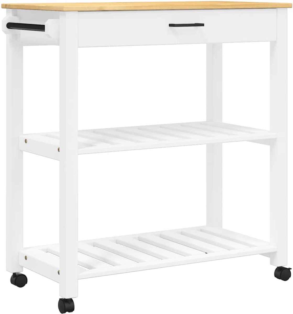 vidaXL - Keukentrolley - MONZA - 84x40x88,5 - cm - massief - grenenhout