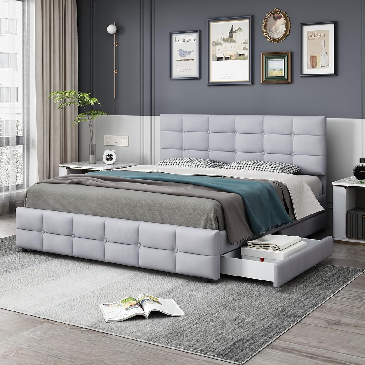 Velours Bekerbed 180x200 cm met Opberglades en Lattenbodem
