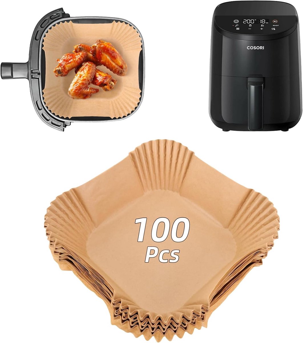 100 Stuks Airfryer Bakpapier Herbruikbaar voor Kleine Heteluchtfriteuse (2L)