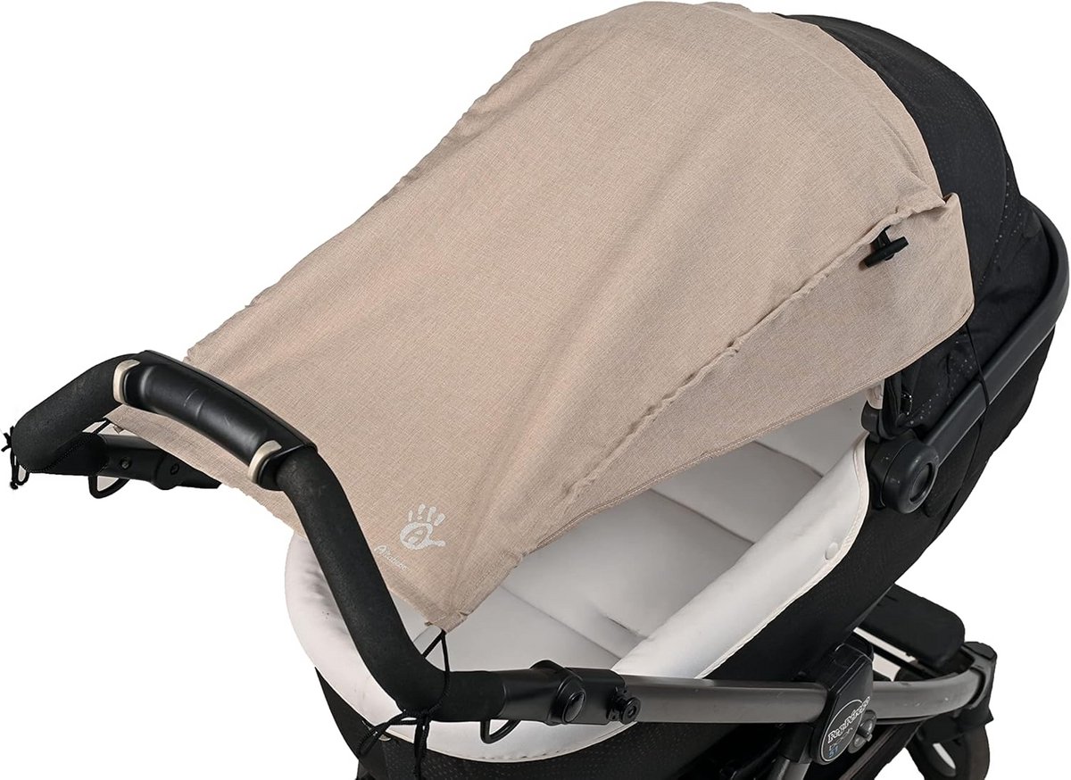 Universele Zonnekap met Zijbescherming voor Kinderwagen en Buggy - Beige