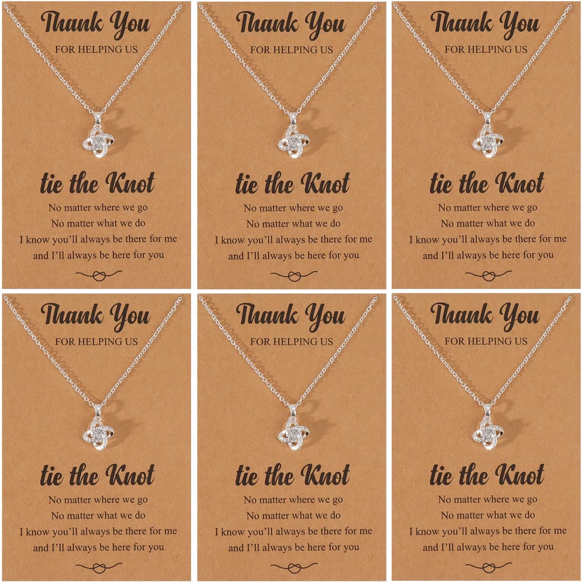 Bridesmaid Giftset - Love Knot Kettingen - 4 Stuks