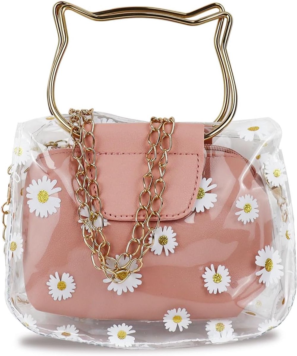 Kleine Transparante Handtas Dames met Ketting en Uitneembare Binnentas