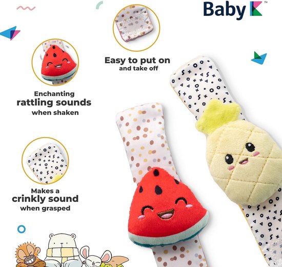 Set van 2 Polenrammelaars en Sokken voor Pasgeborenen - Sensory Speelgoed voor Babyontwikkeling — afbeelding 2