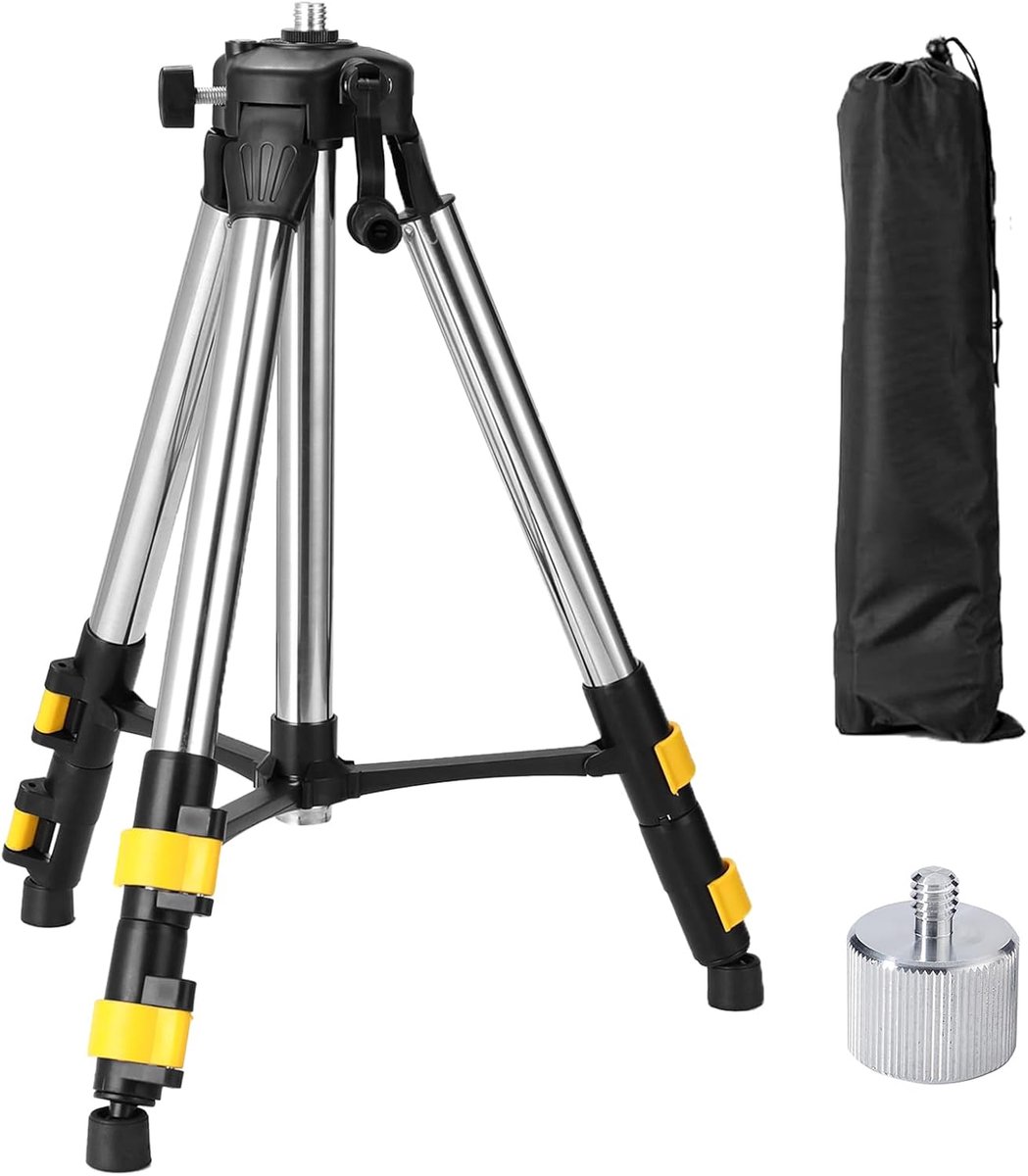 2-in-1 Laserstatief en Camerastatief - In hoogte Verstelbaar (50-120cm) met 1/4" en 5/8" Schroefdraad