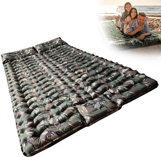 Slaapmat 2 persoons - Zelfopblazend door Ingebouwde Voetpomp - Slaapmatje - Camping Matras - Camping Bedje - Opvouwbaar Logeer Matras - Luchtbed - Luchtmatras - 2 Persoons - Camouflage van Merkloos — afbeelding 2