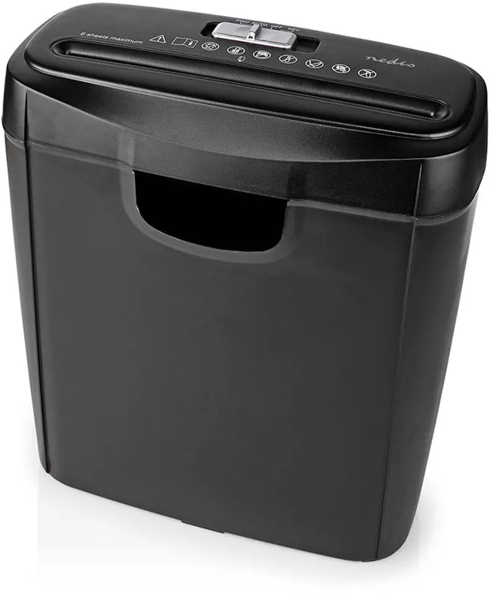 Nedis Papierversnipperaar - 6x A4 vellen - 10L - Voor thuis / kantoor - Stroken P2 - Zwart