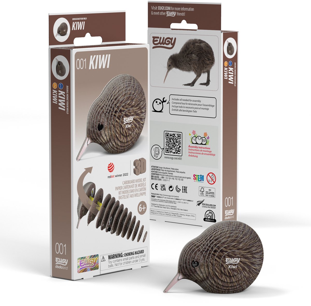 EUGY 3D Puzzel - Kiwi Bruin - Vogels - Duurzaam - Verzamel Ze Allemaal - 6 Jaar