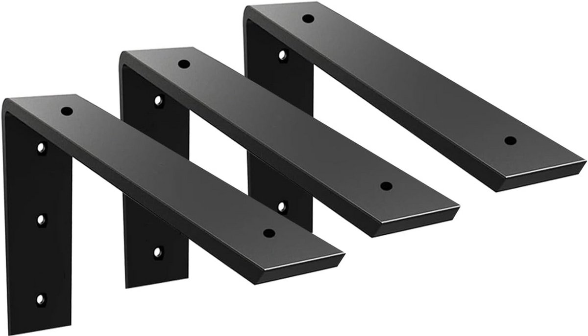 Stevige Werkblad Ondersteuning Beugels 3 Pack Zwart L-vormig voor Graniet en Hout