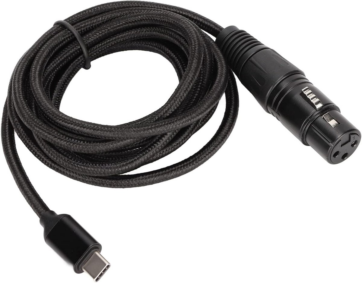 USB-C naar XLR Kabel voor Microfoon - Nylon Gevlochten Audio Adapter - 2 Meter