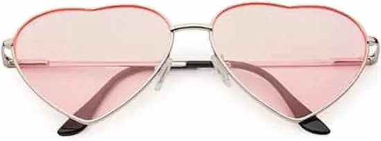 Bril hartjesvorm - Zonnebril - Heart shaped sunglasses - Carnaval - Verkleedkleding - Party glasses - Feestbril - Grappige/gekke bril - Hippie bril - Roze met gouden montuur - Jonyx — afbeelding 4