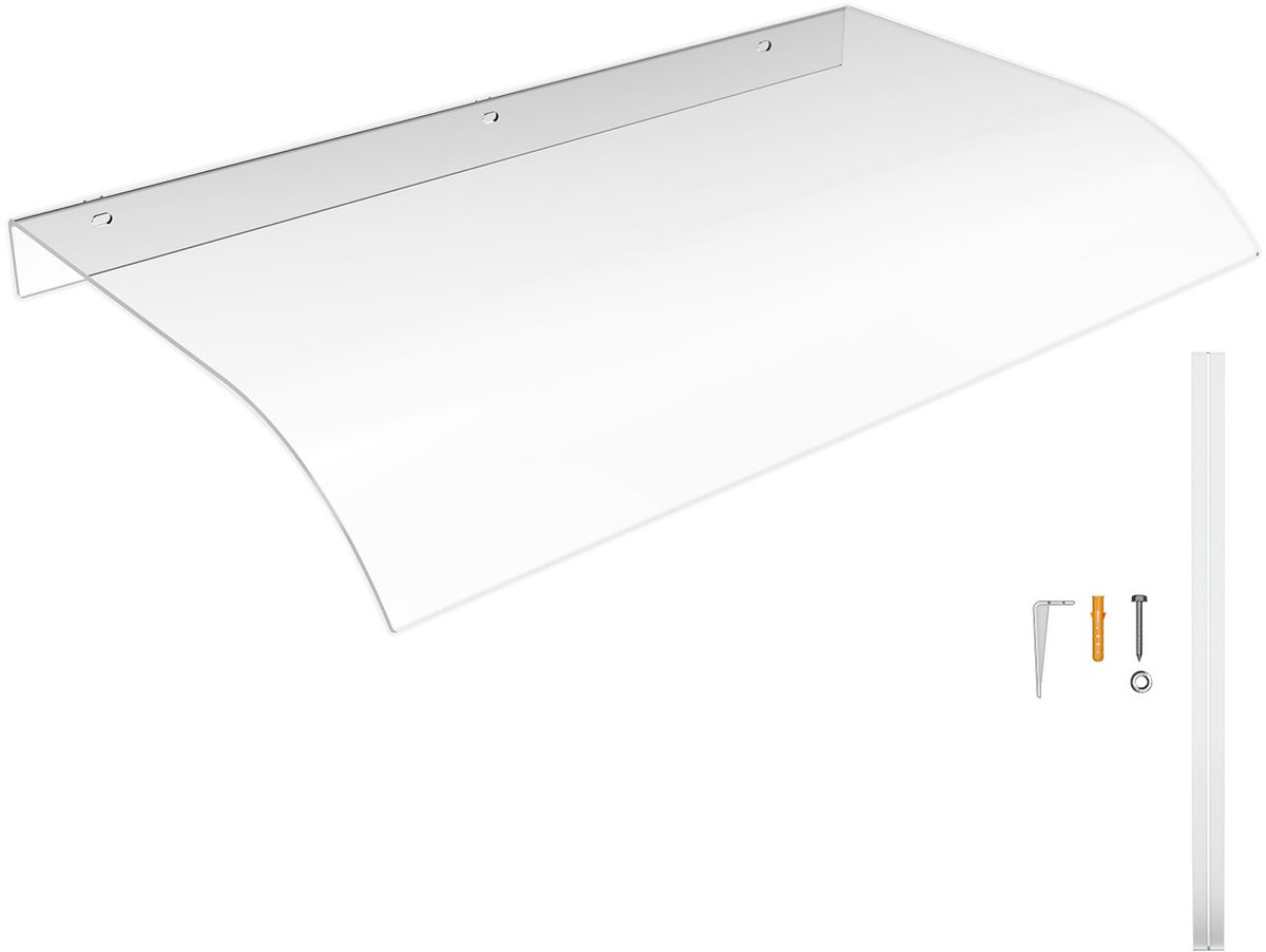 Aufun Boogvormige Zonnescherm 50x80cm – Polycarbonaat Transparant Schuin Dak – Weerbestendig (Garage/Terras/Venster)