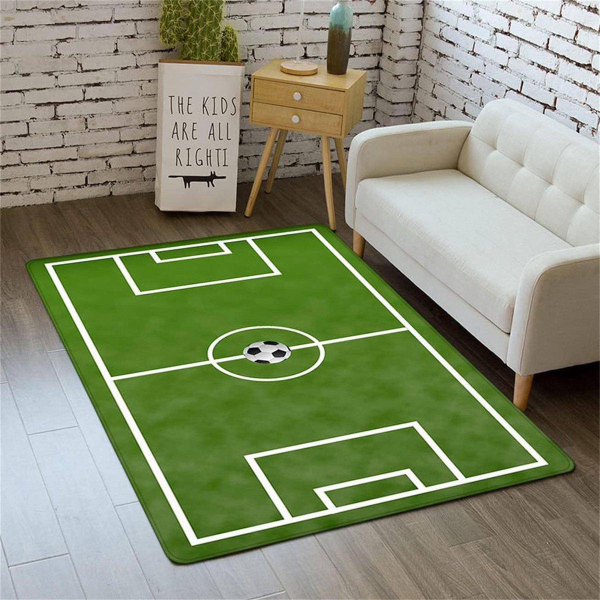 Speeltapijt Voetbal Graffiti Groen Kinderen en Tieners Slaapkamer Sportmat 80x120 cm
