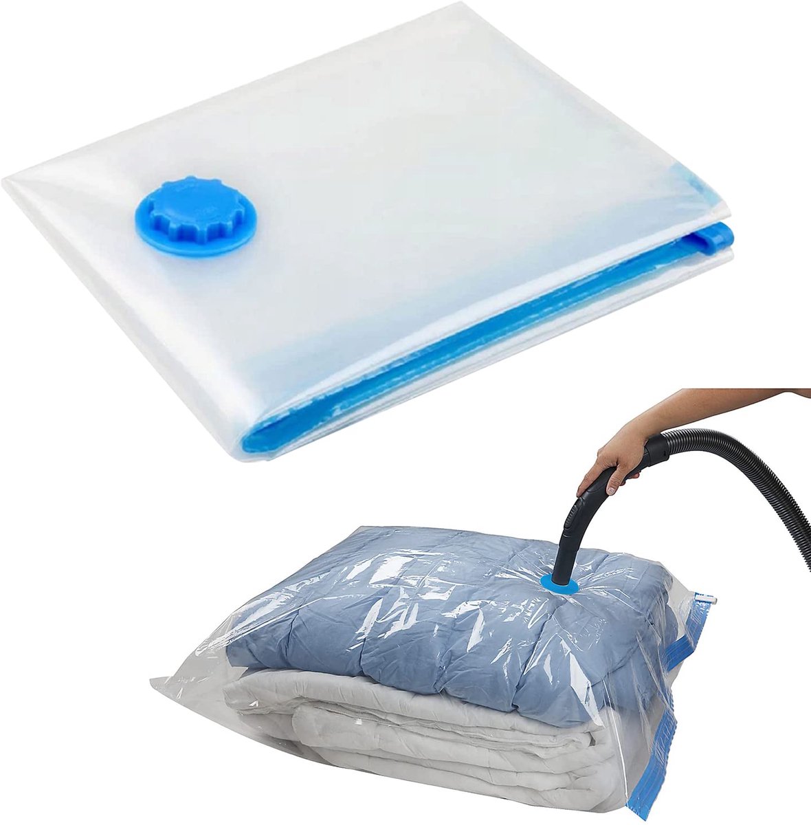 10x Vacuümzak - Ruimtebesparend - Opbergzak - Kledingzak - Compressie - Packing cubes - Reis zakken - Vacuum sealer bags - Storage bag - 100x130 cm - Stofvrij - Transparant - Jonyx