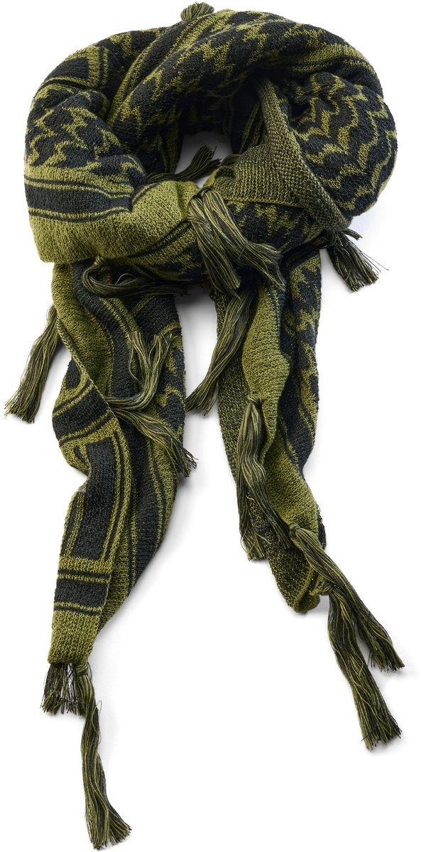 Olijfgroene en Zwart Geruite Bandana Sjaal