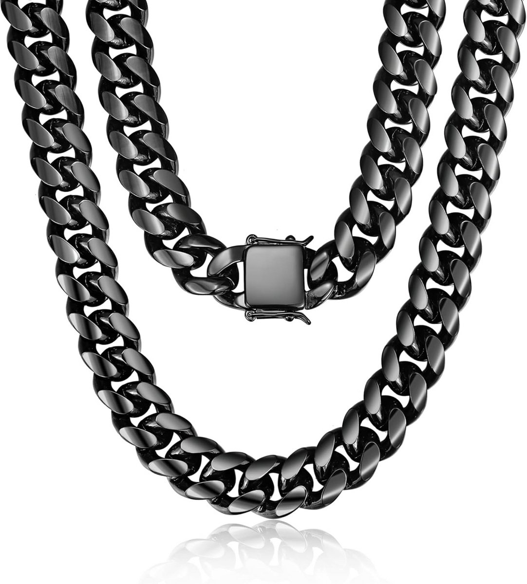 Zware Dames Heren Ketting Zwart Roestvrij Staal Miami Cubaanse Link Stijl Hiphop Sieraden Choker