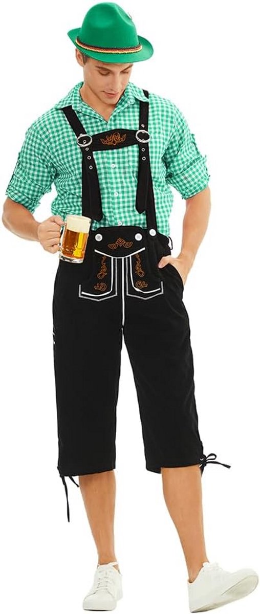 Traditioneel Beiers Oktoberfest Herenkostuum met Lederhose en Klederdrachthemd
